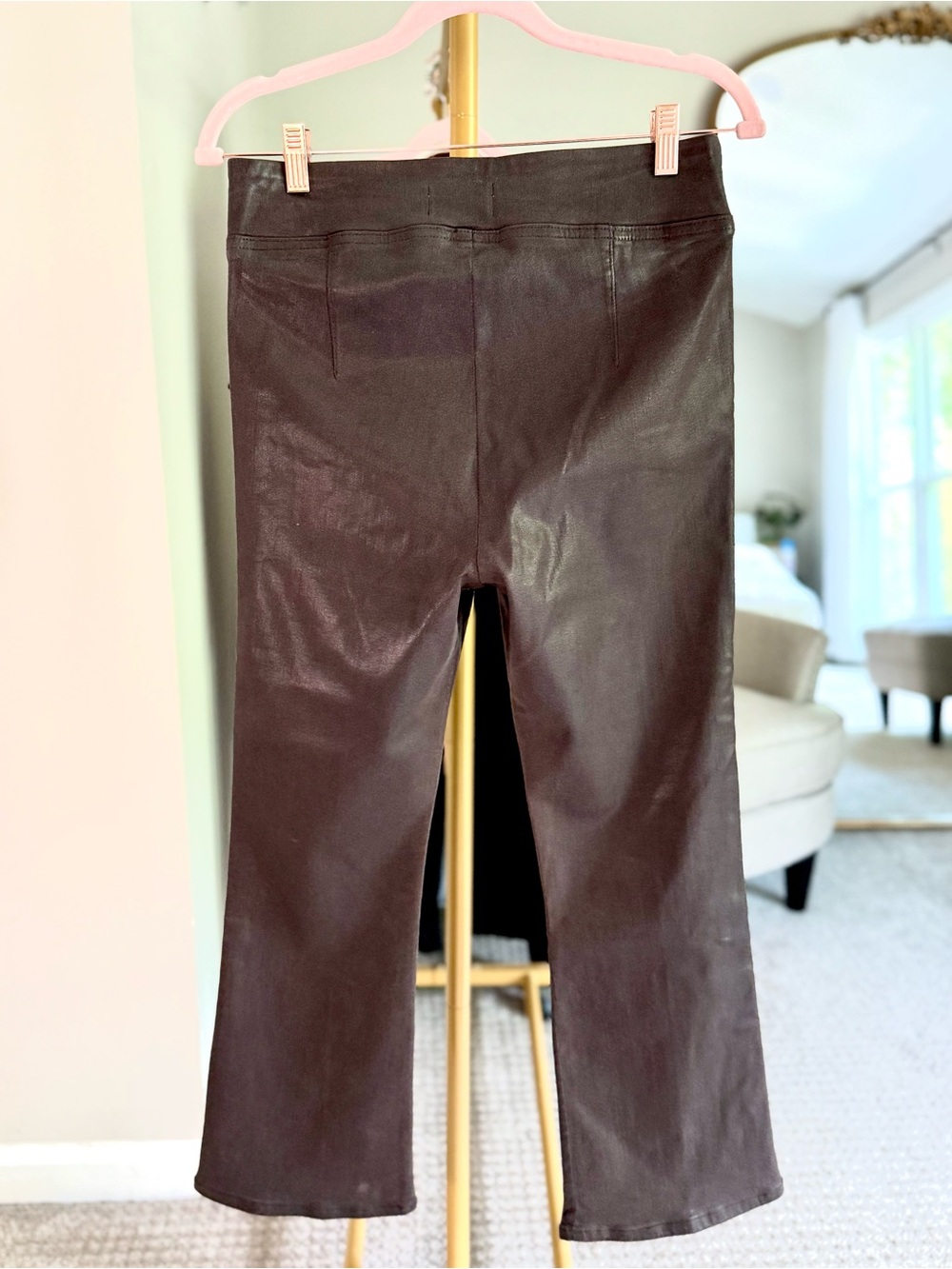 FRAME Jetset Cropped Flared Pants in Espresso - Coated Size 30-34 - Picture 6 of 9